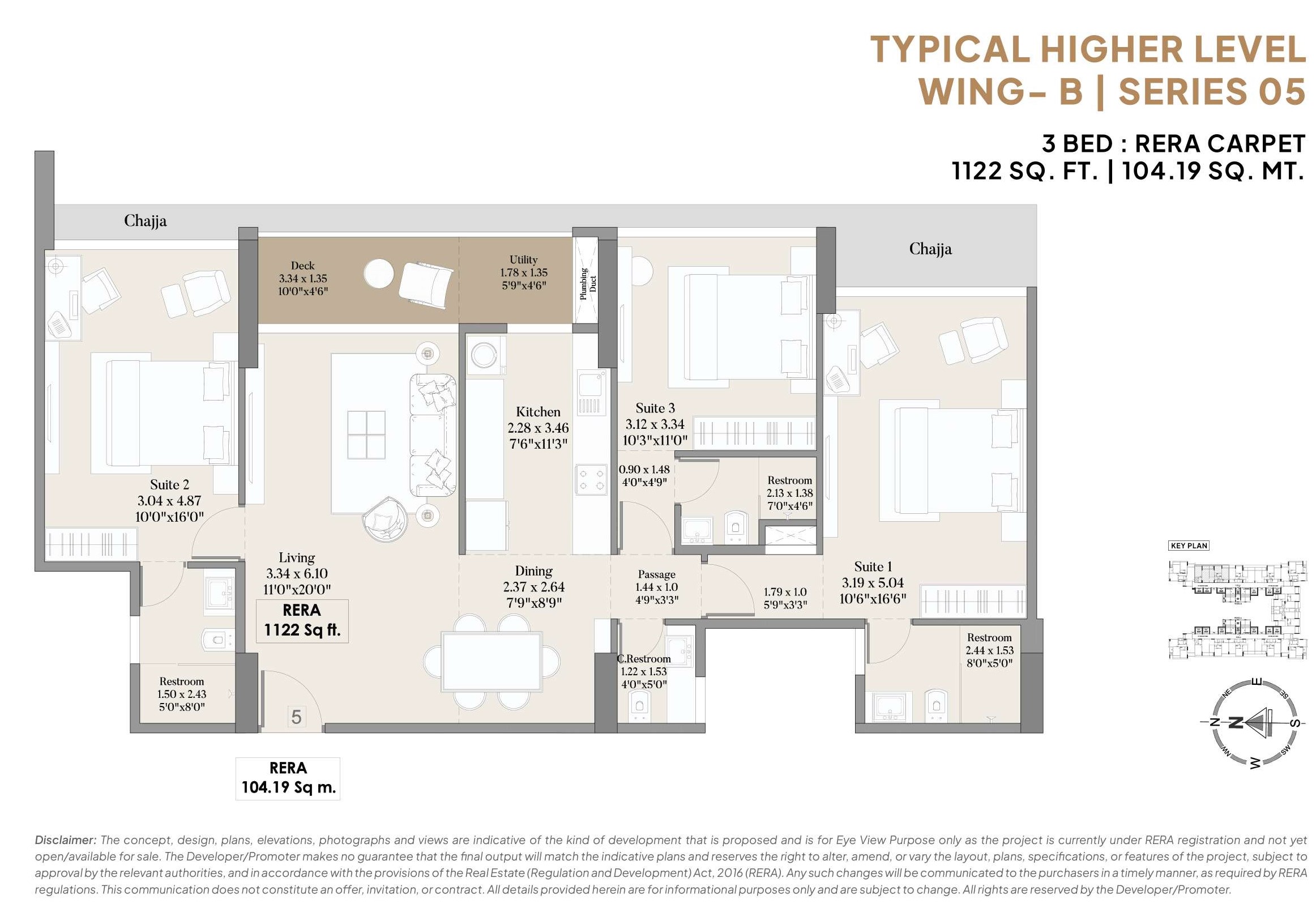 3 BHK Floor Plan (Alt 5)